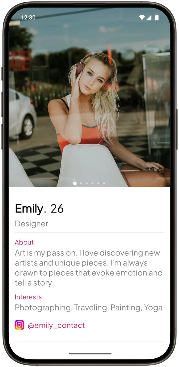 A Beside profile showing a photo, a personal introduction, and interests